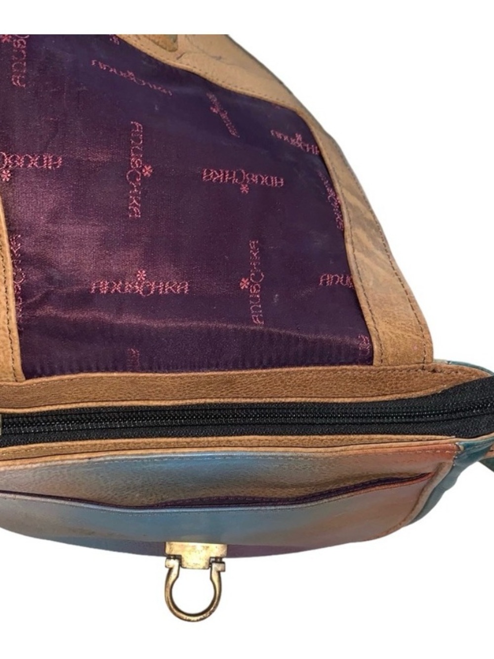 Anuschka Hand Painted Crossbody Leather Saddle Bag Crossbody - Picture 8 of 14